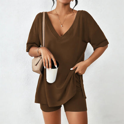 ⚡️ Ultra-Soft V-Neck Two-Piece Oversized Loungewear Set - From Couch to Street ✨