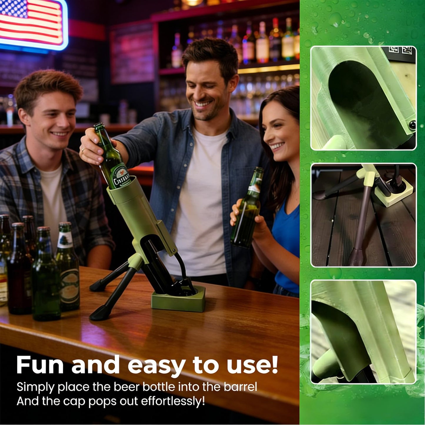 🔥🔥51mm Beer Bottle Mortar Bottle Opener – Novelty Cap-Launching Desk & Bar Accessory