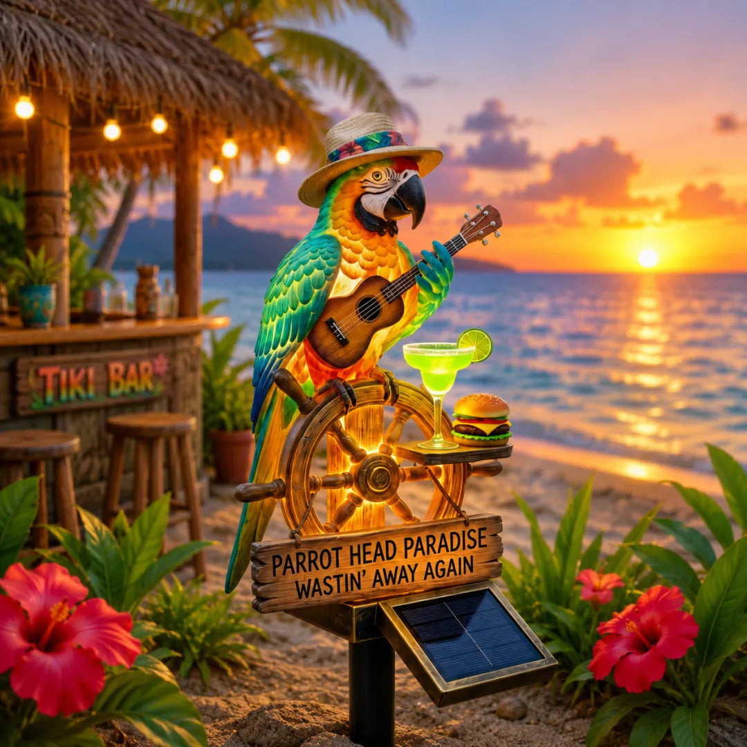 🌴 Solar-Powered Parrot Garden Light – “Wastin' Away Again”