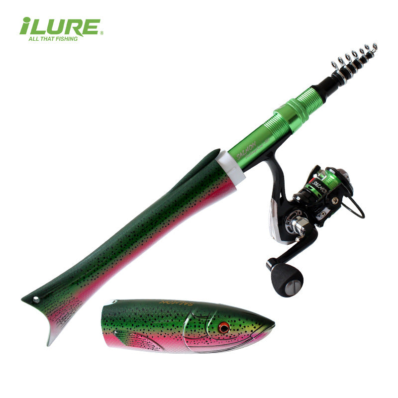 Fish-shaped Telescopic Lure Fishing Rod with Straight Handle