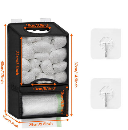 🛍️ 2-in-1 Extra Large Plastic Bag Holder – 🧺 Wall Mount Kitchen Organizer with Built-in Trash Bag Dispenser – Holds 60+ Bags, Oxford Cloth