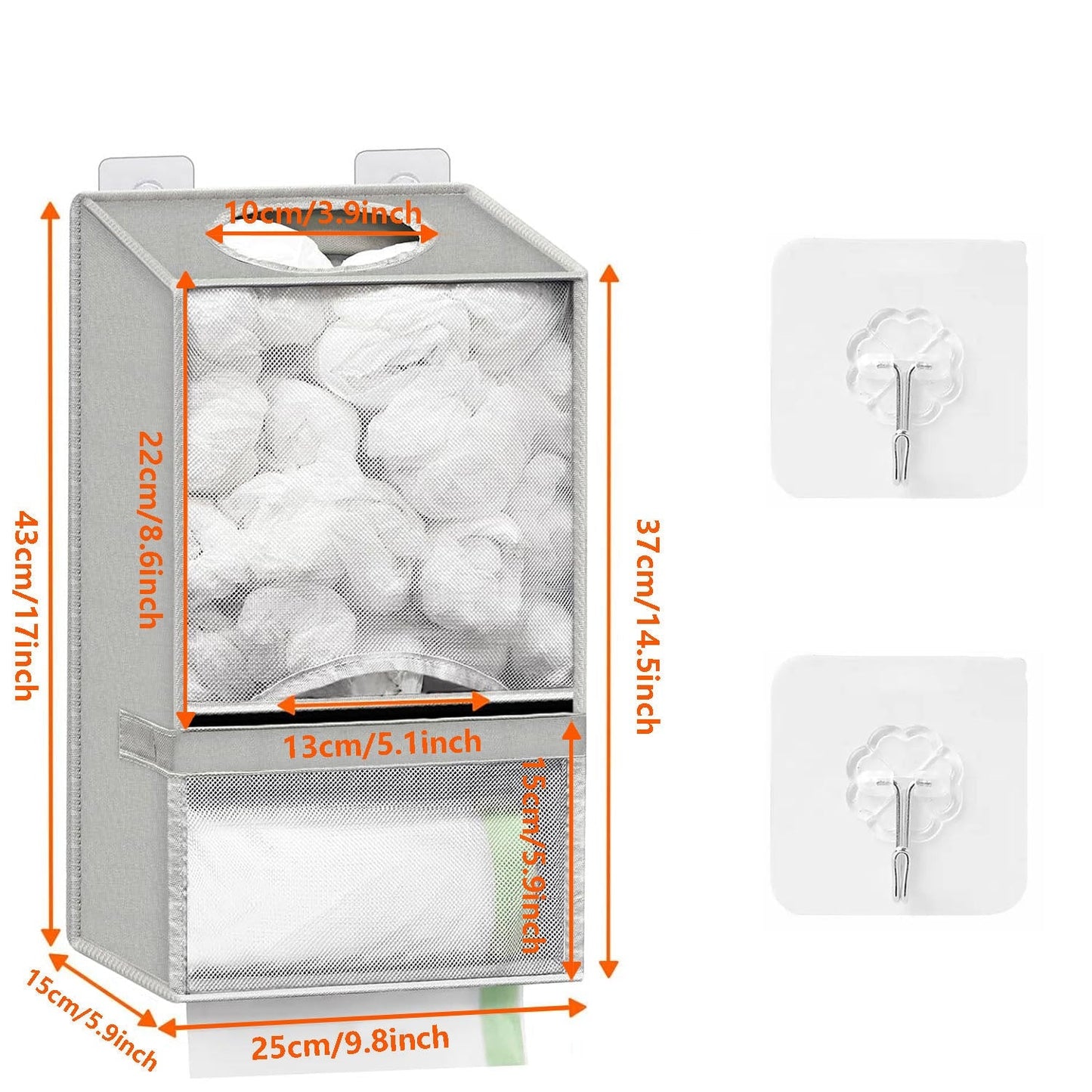 🛍️ 2-in-1 Extra Large Plastic Bag Holder – 🧺 Wall Mount Kitchen Organizer with Built-in Trash Bag Dispenser – Holds 60+ Bags, Oxford Cloth