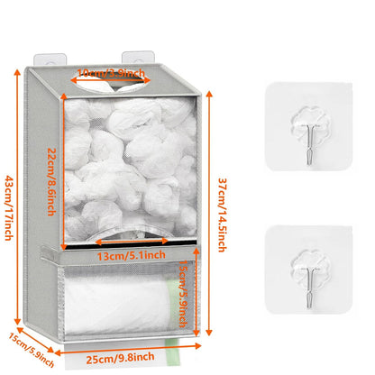 🛍️ 2-in-1 Extra Large Plastic Bag Holder – 🧺 Wall Mount Kitchen Organizer with Built-in Trash Bag Dispenser – Holds 60+ Bags, Oxford Cloth