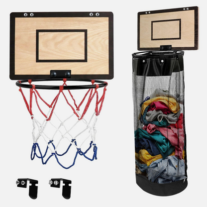 Wooden Basketball Hamper - Basketball Hoop Laundry Basket Over the Door - Basketball Room Decor