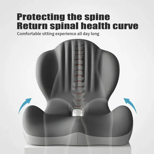 💺 Ergonomic Memory Foam Seat Cushion – 🪑 L-Shaped Lumbar Support – Relieves Back Pain & Hip Pressure
