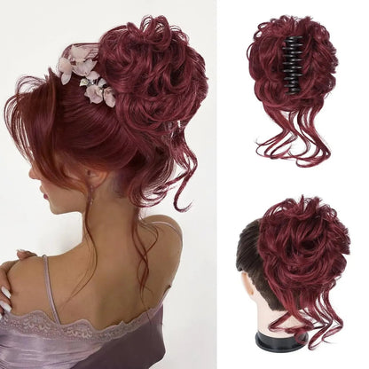 💛 Fluffy Hair Bun Extension – ⚡ Clip-On Instant Volume & Elegance – Soft, Natural & Secure for Daily Wear, Weddings & Parties