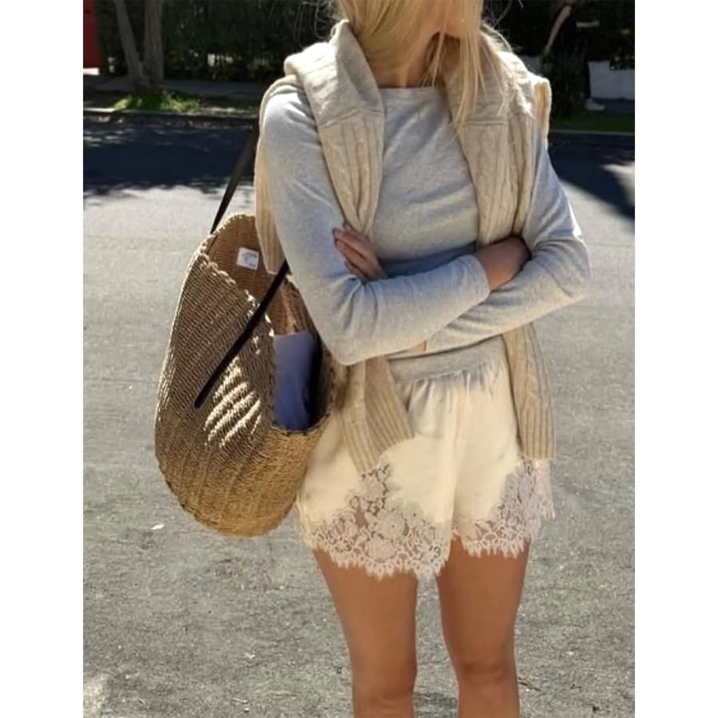 Women's Silky Lace-Trim Shorts – Soft, Comfortable & Stylish