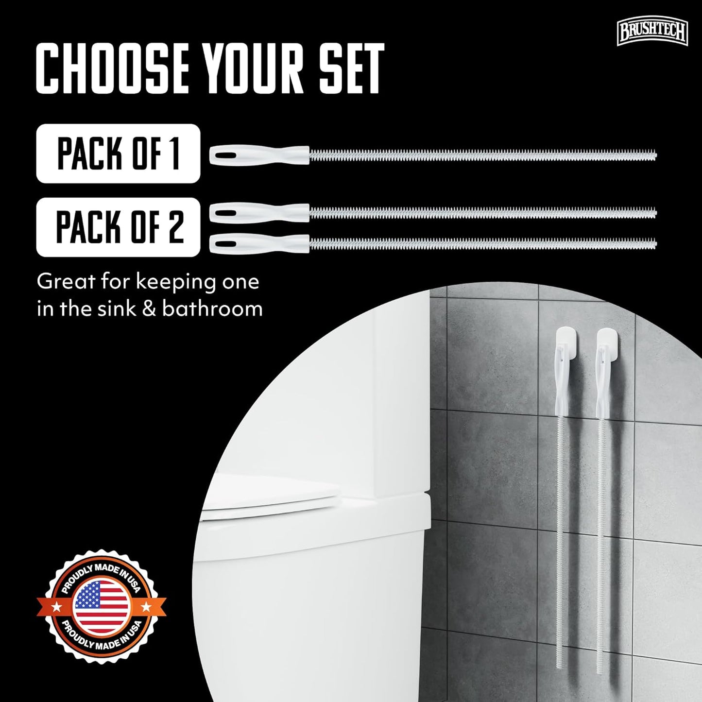 Cleaning Brush for Sink Drain Pipes and Overflow Drains