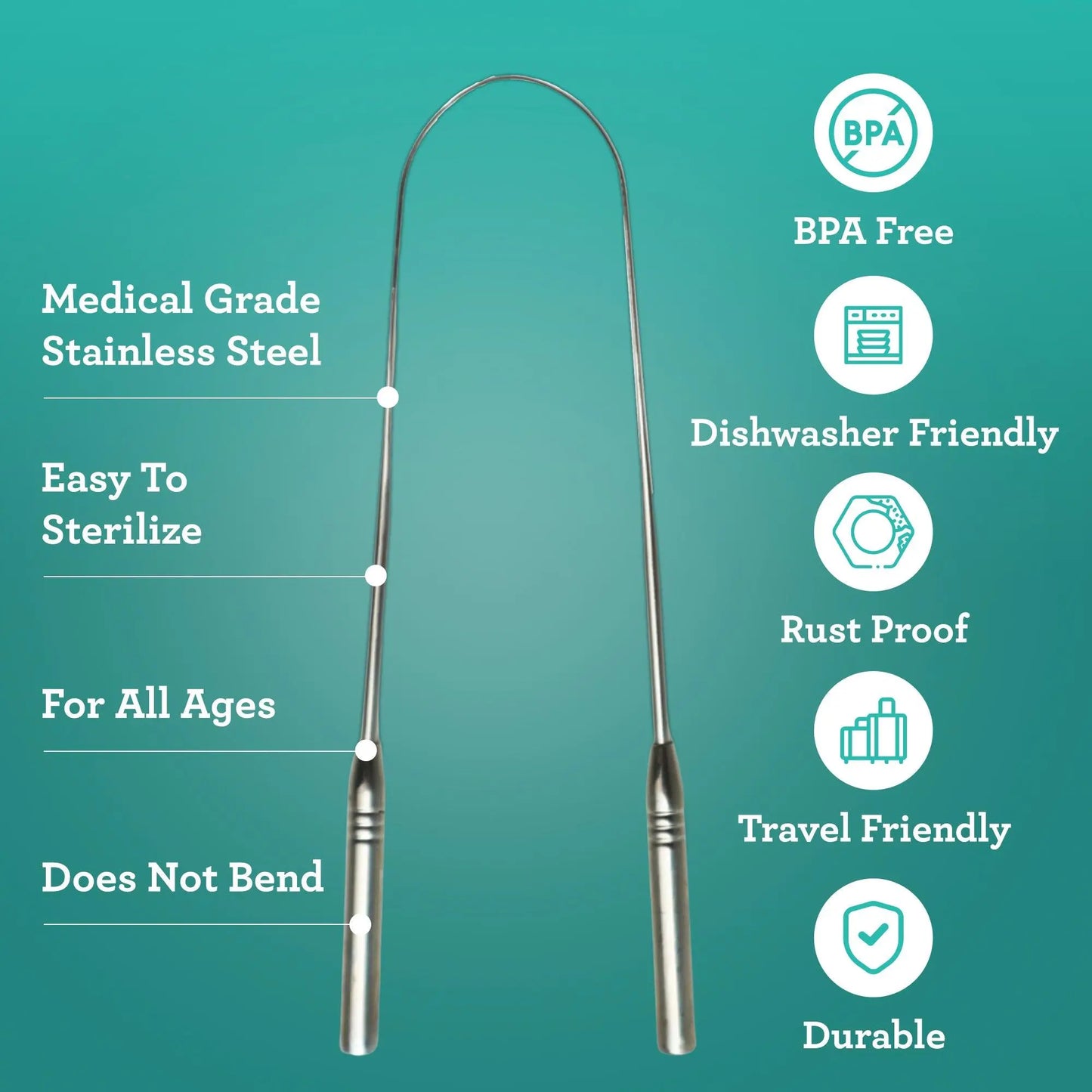 🦷 Tongue Scraper for Fresh Breath | Stainless Steel 2-Pack