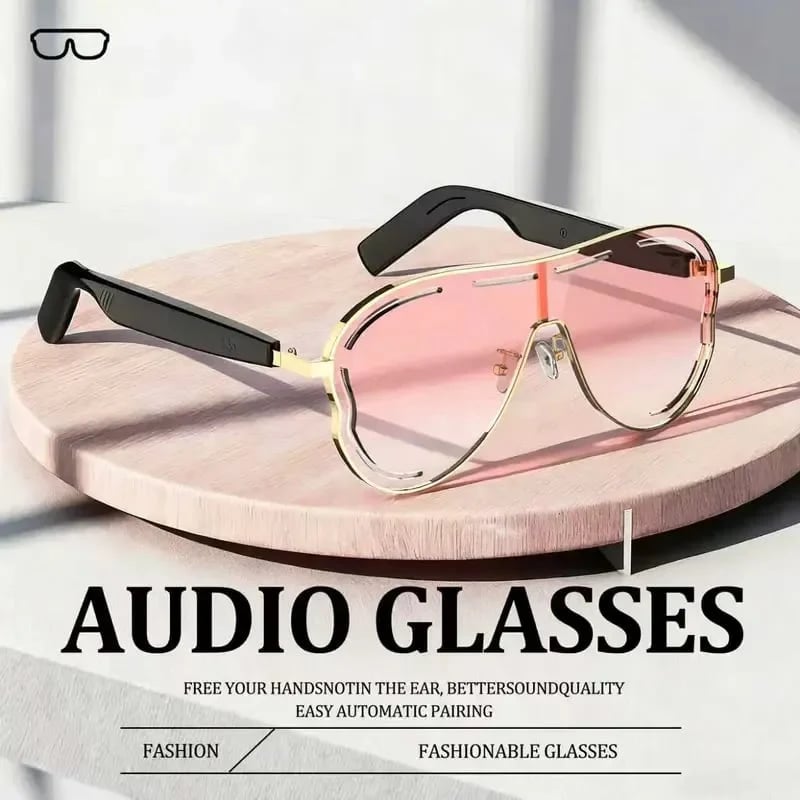 😎 Smart Audio Sunglasses – 🎧 Open-Ear Bluetooth 5.4 with HiFi Stereo – UV & Blue Light Protection, 8H Battery, Touch Control