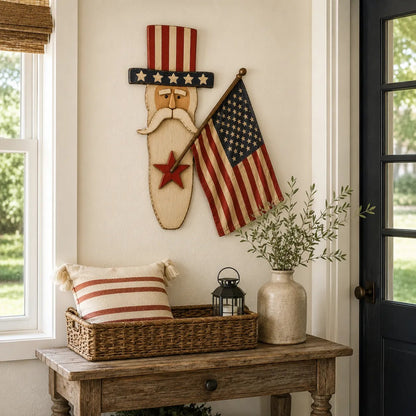 ✨ Uncle Sam Patriotic Wall Hanging – Vintage Americana 🇺🇸 49% Discount Today!