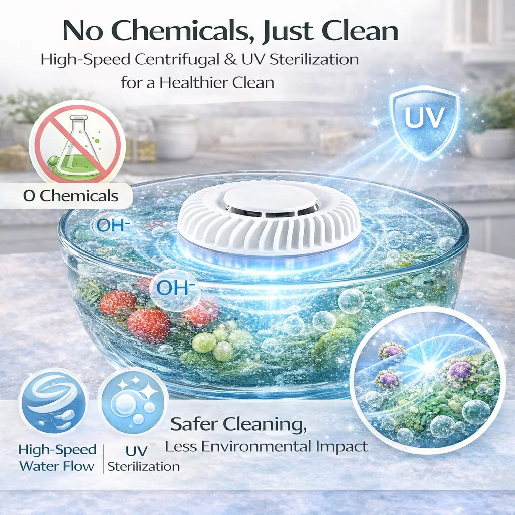 🥬 Smart Food & Vegetable Washer | Chemical-Free Pesticide & Bacteria Removal