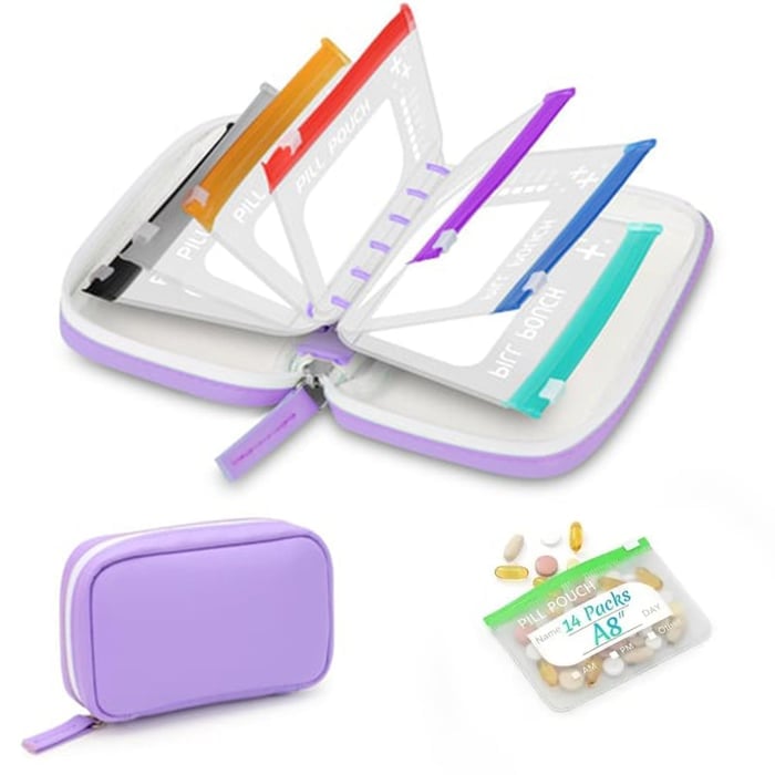 💊 A8 Waterproof Pill Pouch Set – Large Weekly Travel Medicine Organizer