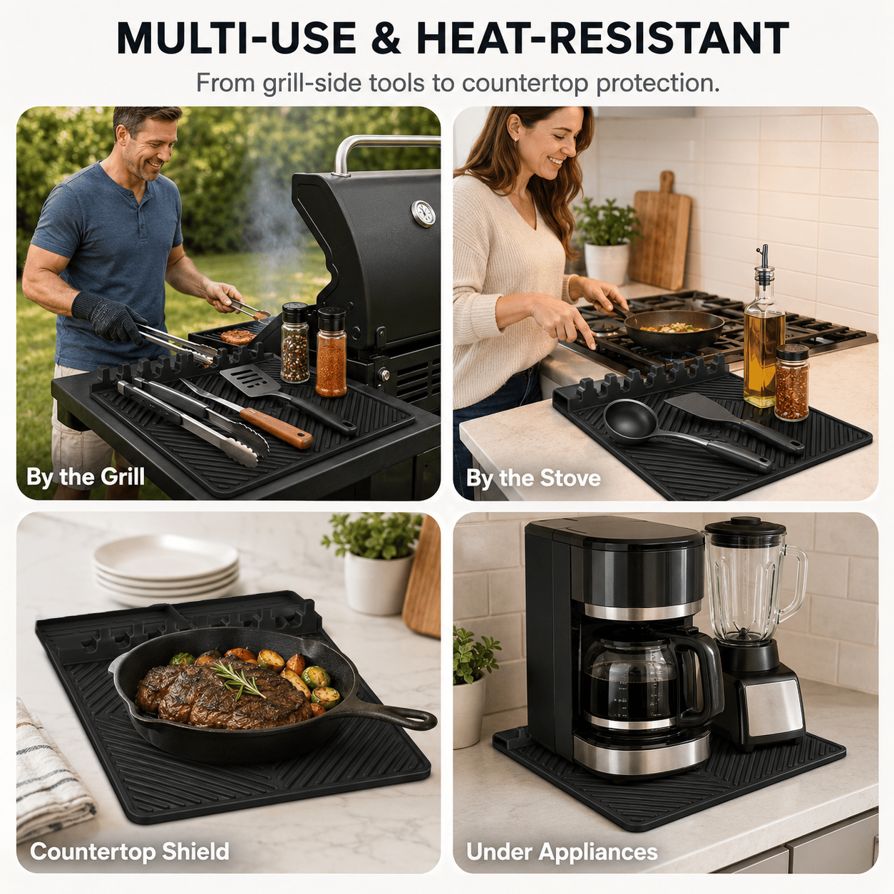16.5x11" Silicone Mat – Heat Resistant, Dishwasher Safe, Non-Slip for Grill & Counter