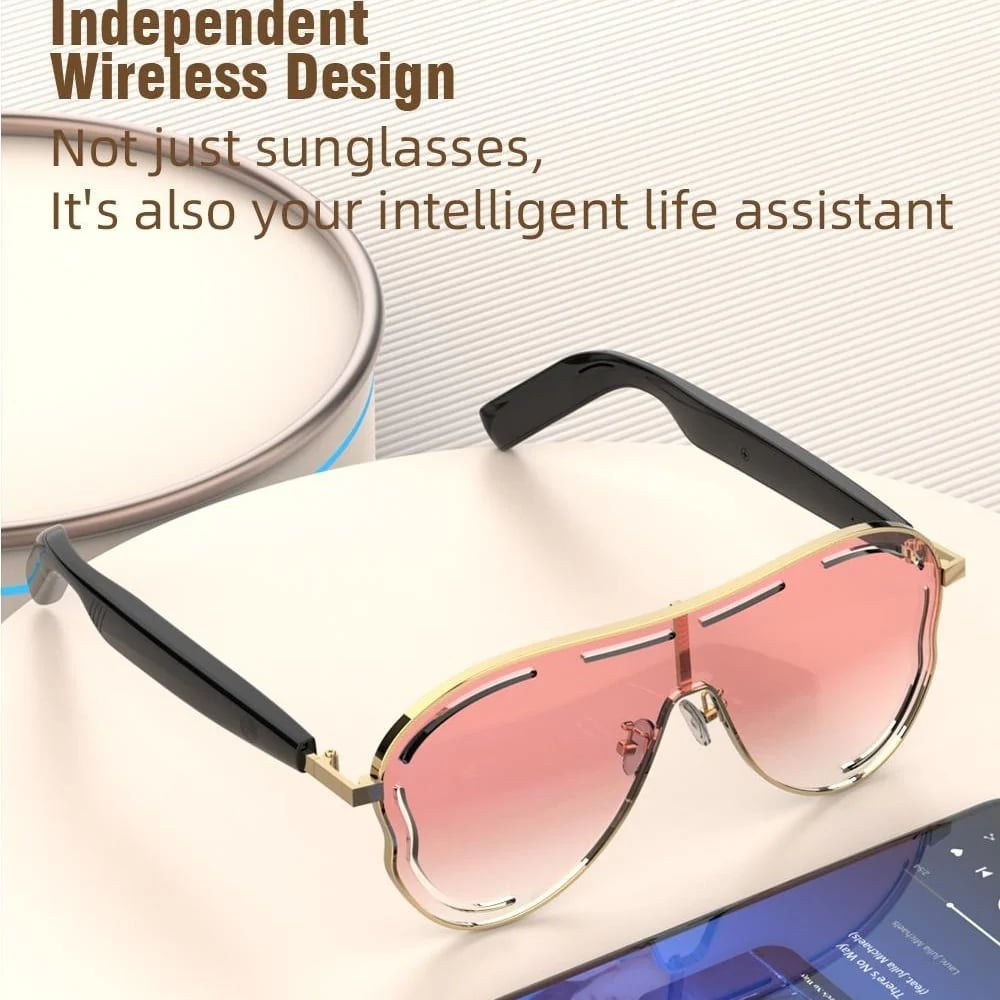 😎 Smart Audio Sunglasses – 🎧 Open-Ear Bluetooth 5.4 with HiFi Stereo – UV & Blue Light Protection, 8H Battery, Touch Control