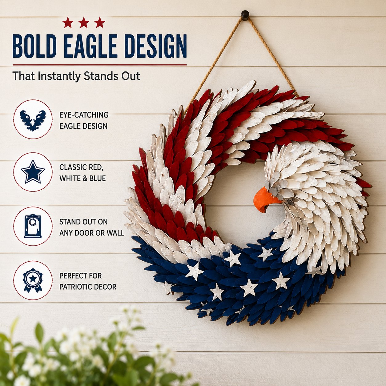 American Eagle Wooden Door Wreath Sign