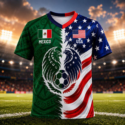 Mexican-Style 3D-Printed Mesh Loose-Fit Short-Sleeve T-Shirt for Men, Sporty Style, Moisture-Wicking