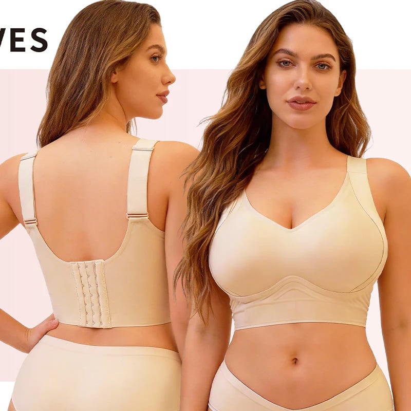 💗 Full Coverage Seamless Lifting Bra – W-Shaped Support, Wide Straps, Smooth Back, 7-Row Closure