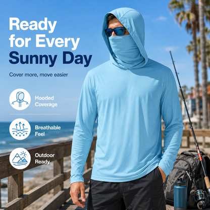 Men's UPF 50+ Lightweight Hoodie with Face Covering