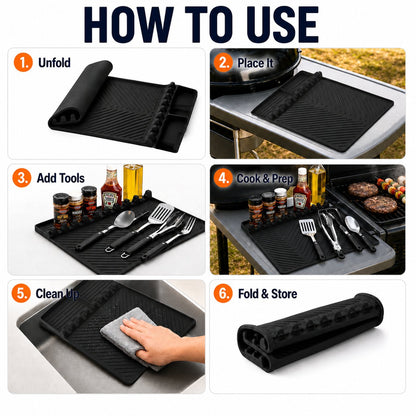 16.5x11" Silicone Mat – Heat Resistant, Dishwasher Safe, Non-Slip for Grill & Counter