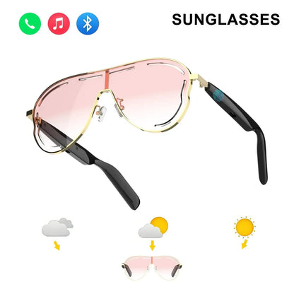 😎 Smart Audio Sunglasses – 🎧 Open-Ear Bluetooth 5.4 with HiFi Stereo – UV & Blue Light Protection, 8H Battery, Touch Control