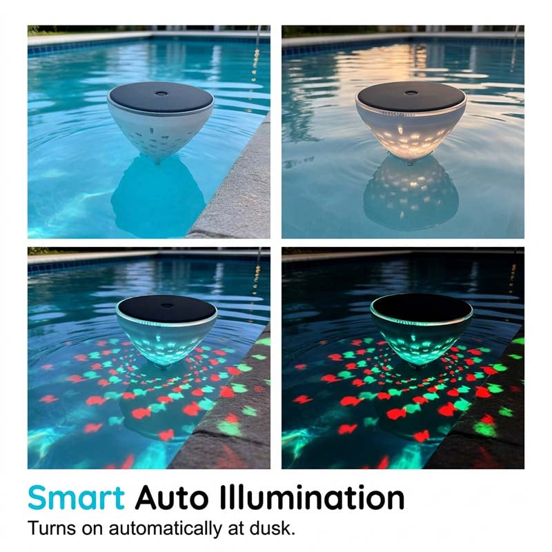 🌊 Solar Floating Pool Light – 🐟 Realistic Fish Projection & Water Glow – IP68 Waterproof, Solar Powered, No Wiring Needed