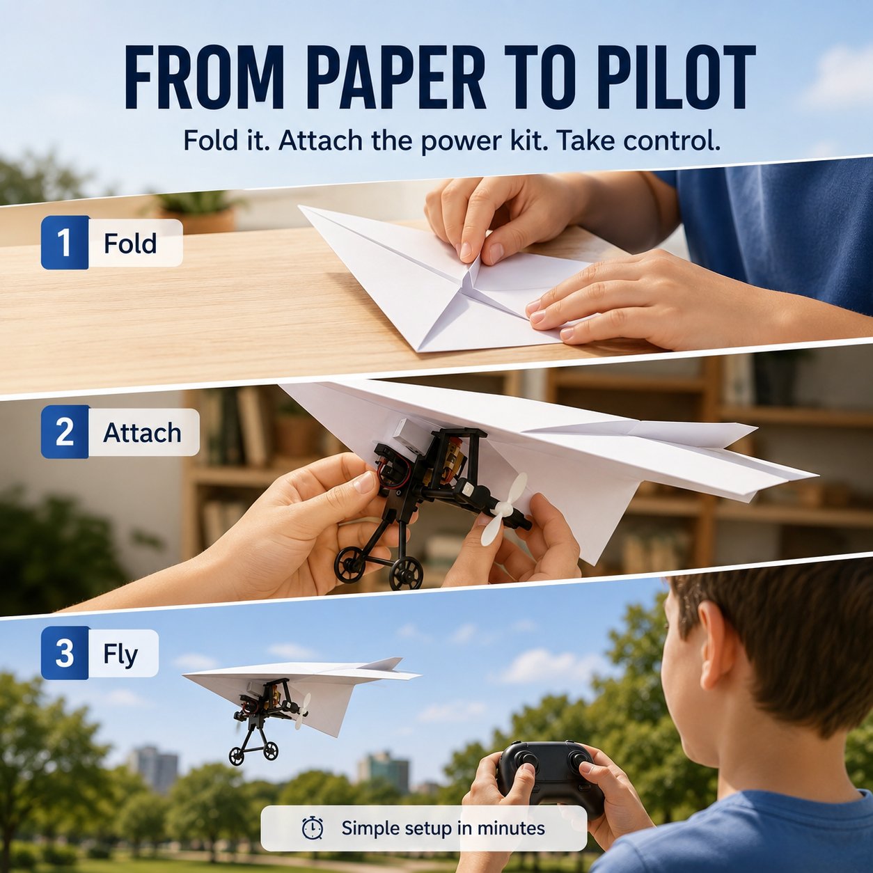 ✈️ RC Paper Airplane Kit – Turn Ordinary Paper Into A Flying Remote-Control Aircraft