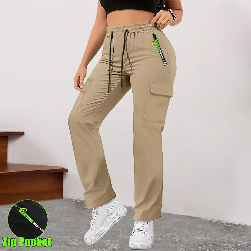 🔥 ShaperTech  Women's Cargo Pants - High-Waisted, Quick-Dry & 6 Secure Pockets 👟