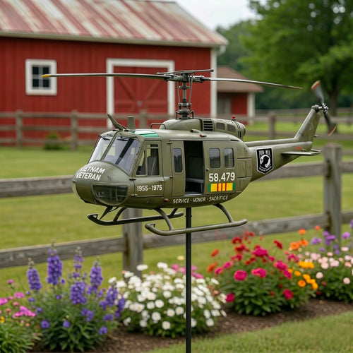 🇺🇸 Honoring Their Service – 🚁 UH-1 Huey Veteran Wind Spinner – Order Today for Memorial Garden 🎖️