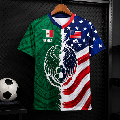 Mexican-Style 3D-Printed Mesh Loose-Fit Short-Sleeve T-Shirt for Men, Sporty Style, Moisture-Wicking