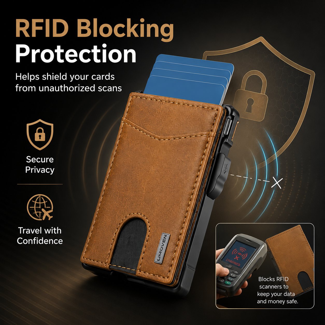 🎁 Slim Pop-Up Wallet for Men – Quick Card Access RFID Blocking