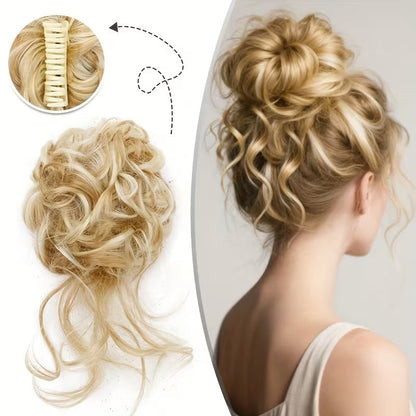 💛 Fluffy Hair Bun Extension – ⚡ Clip-On Instant Volume & Elegance – Soft, Natural & Secure for Daily Wear, Weddings & Parties