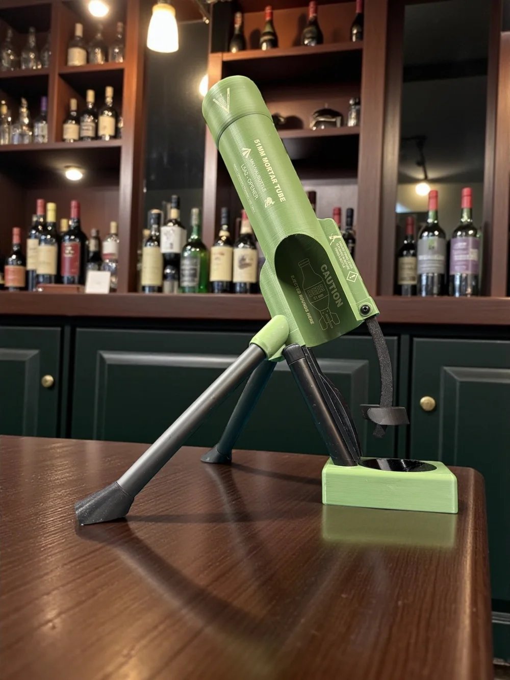 🔥🔥51mm Beer Bottle Mortar Bottle Opener – Novelty Cap-Launching Desk & Bar Accessory