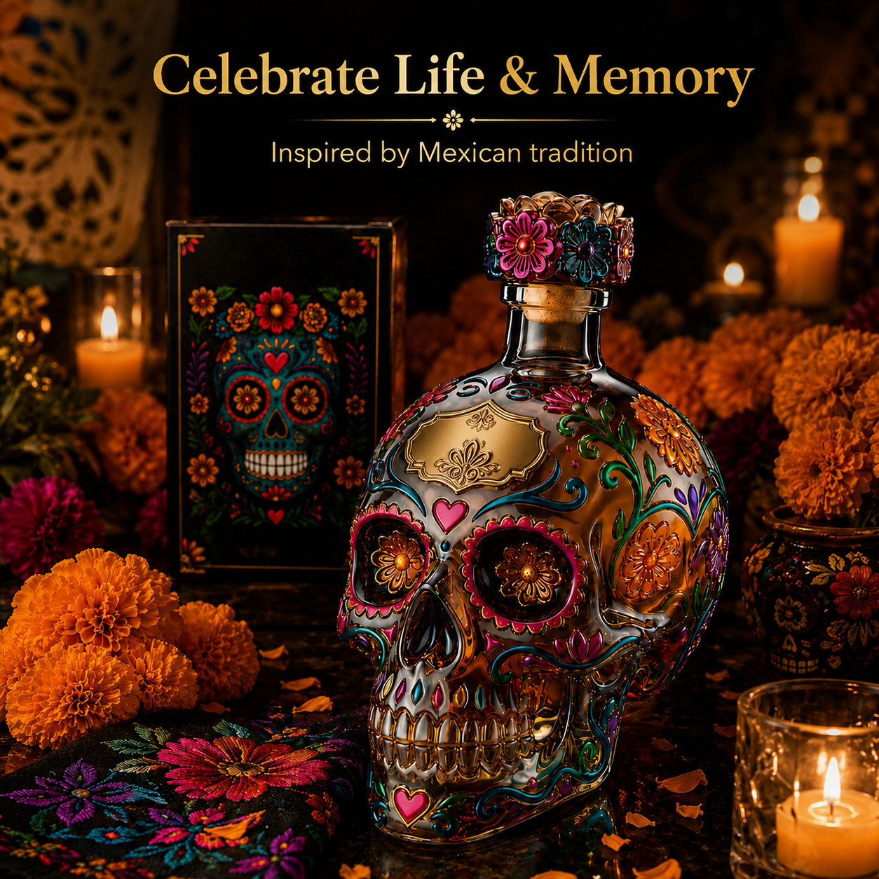 🔥🍷Limited edition Day of the Dead tequila bottle🎁