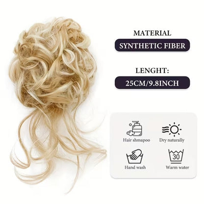 💛 Fluffy Hair Bun Extension – ⚡ Clip-On Instant Volume & Elegance – Soft, Natural & Secure for Daily Wear, Weddings & Parties