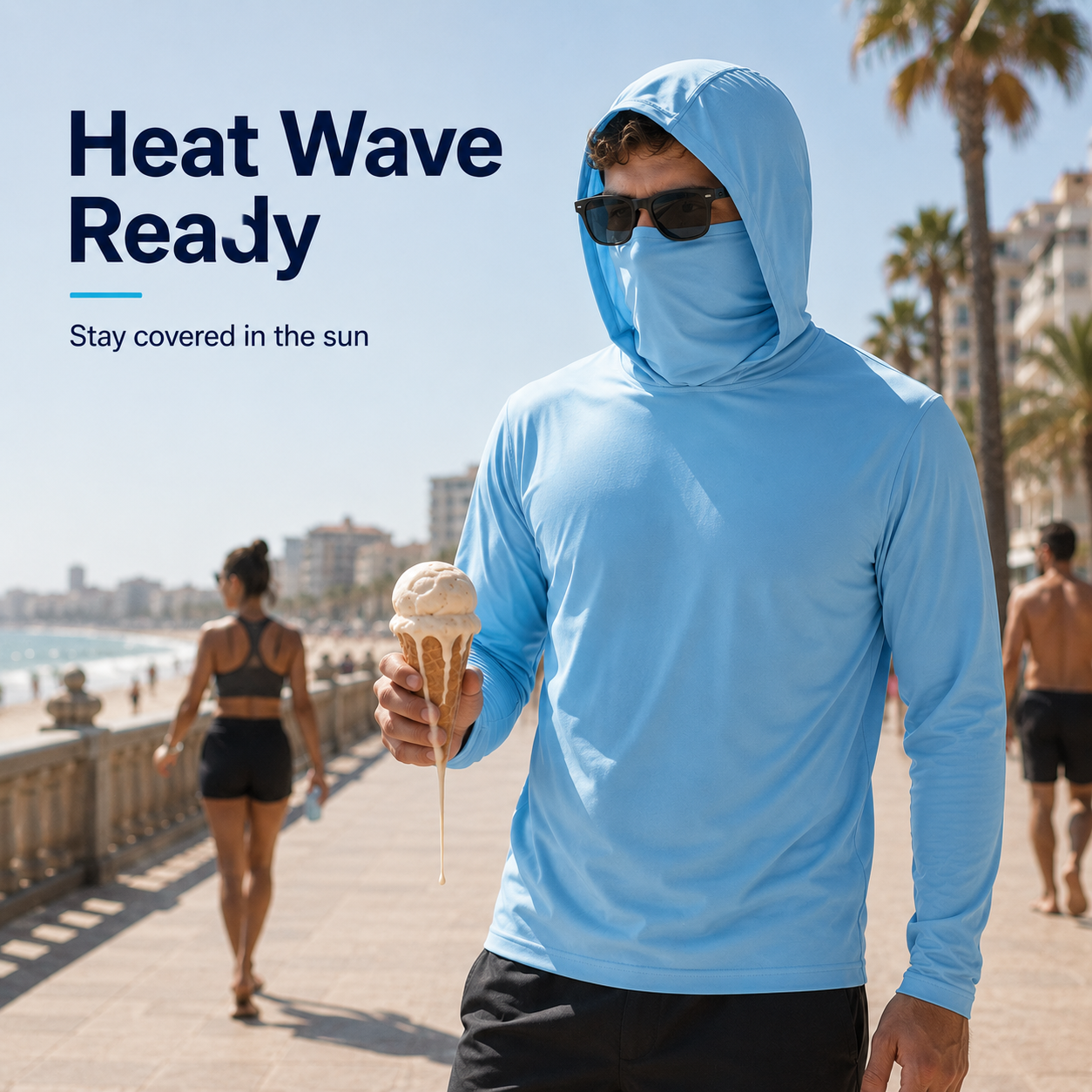 Men's UPF 50+ Lightweight Hoodie with Face Covering