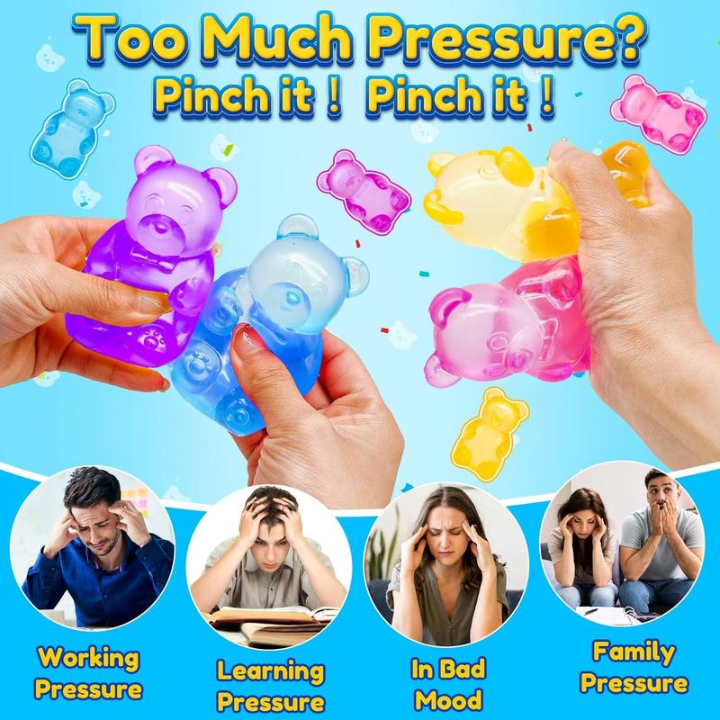 4 counts Squishy Bear - Sensory Fidget Toy with Jelly-Like Filling