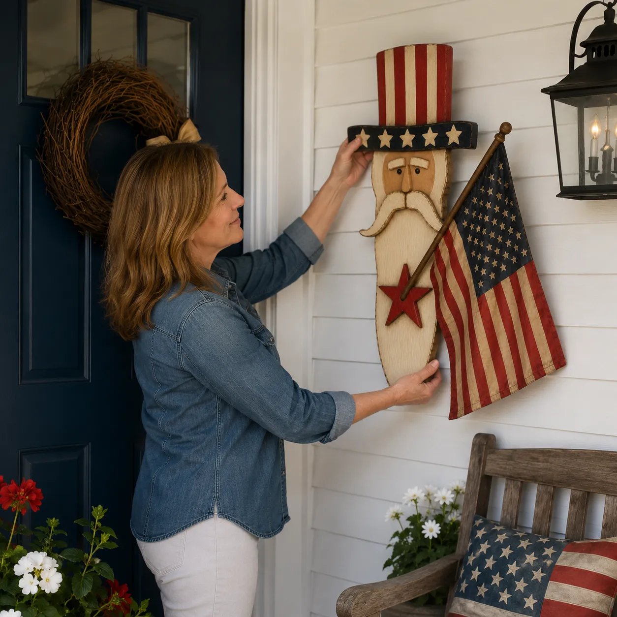 ✨ Uncle Sam Patriotic Wall Hanging – Vintage Americana 🇺🇸 49% Discount Today!