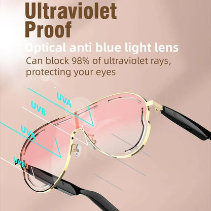 😎 Smart Audio Sunglasses – 🎧 Open-Ear Bluetooth 5.4 with HiFi Stereo – UV & Blue Light Protection, 8H Battery, Touch Control