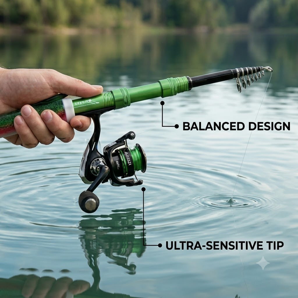 Fish-shaped Telescopic Lure Fishing Rod with Straight Handle