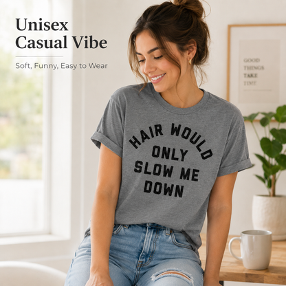 Funny Men's T-Shirt: “My Hair Is Just Holding Me Back” — A Humorous T-Shirt with a Satirical Balding Design