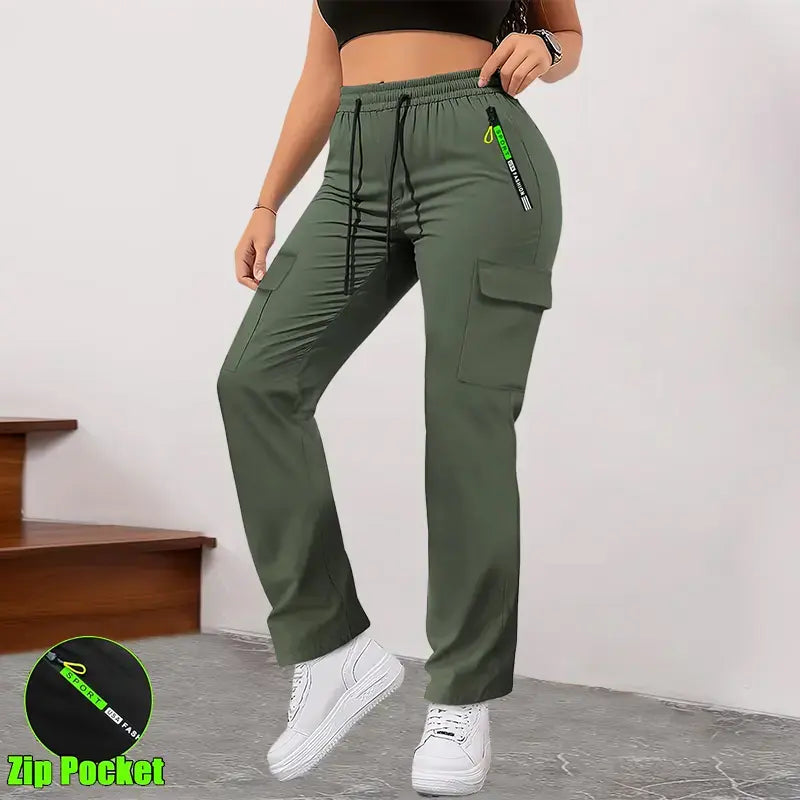 🔥 ShaperTech  Women's Cargo Pants - High-Waisted, Quick-Dry & 6 Secure Pockets 👟