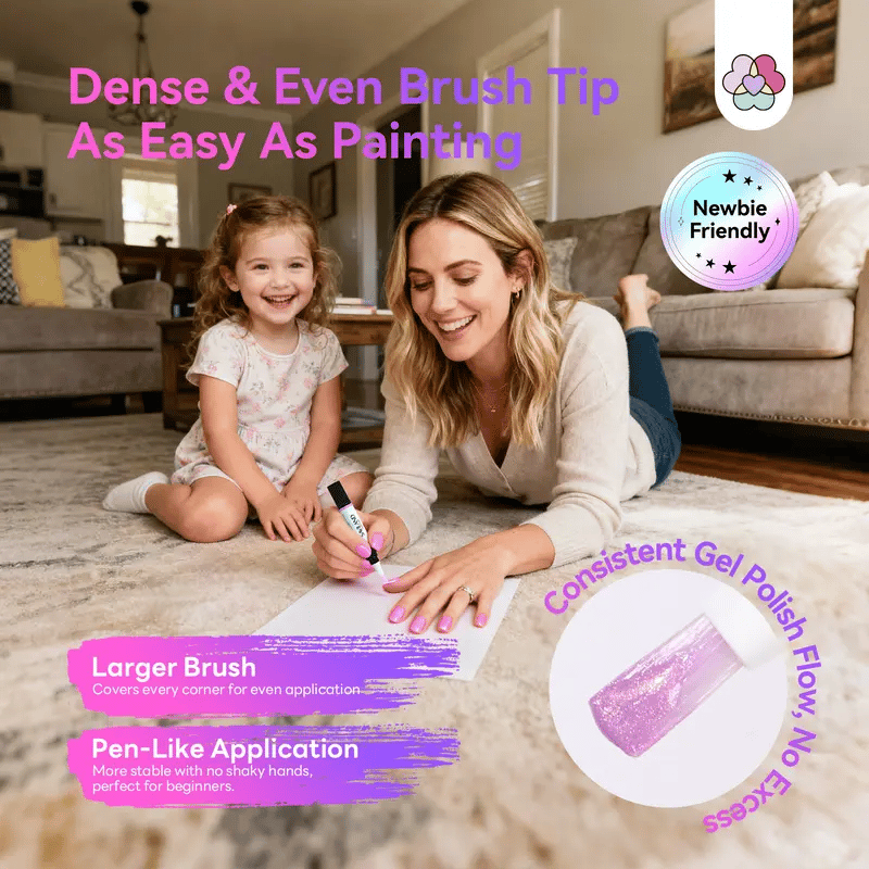 💅 3-in-1 Gel Polish Pen – ✨ Base + Color + Top Coat All-in-One – Easy Apply, UV/LED Cured, Nourishing Formula with Castor Oil & Vitamin E
