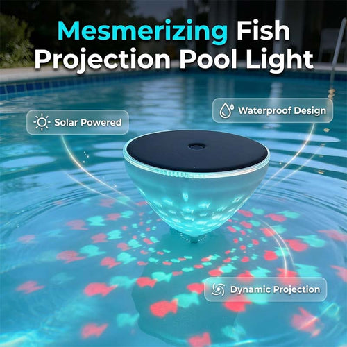 🌊 Solar Floating Pool Light – 🐟 Realistic Fish Projection & Water Glow – IP68 Waterproof, Solar Powered, No Wiring Needed