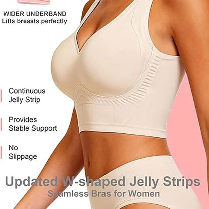💗 Full Coverage Seamless Lifting Bra – W-Shaped Support, Wide Straps, Smooth Back, 7-Row Closure