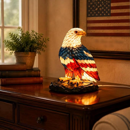 🇺🇸 250th Eagle Stained Glass Wall Lamp – 🦅 Patriotic LED Tribute Light – Resin Craft, Warm Glow, Perfect for Home, Office & Man Cave