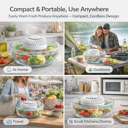 🥬 Smart Food & Vegetable Washer | Chemical-Free Pesticide & Bacteria Removal