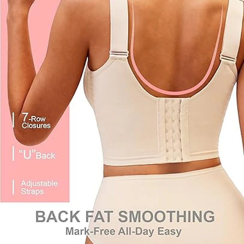 💗 Full Coverage Seamless Lifting Bra – W-Shaped Support, Wide Straps, Smooth Back, 7-Row Closure