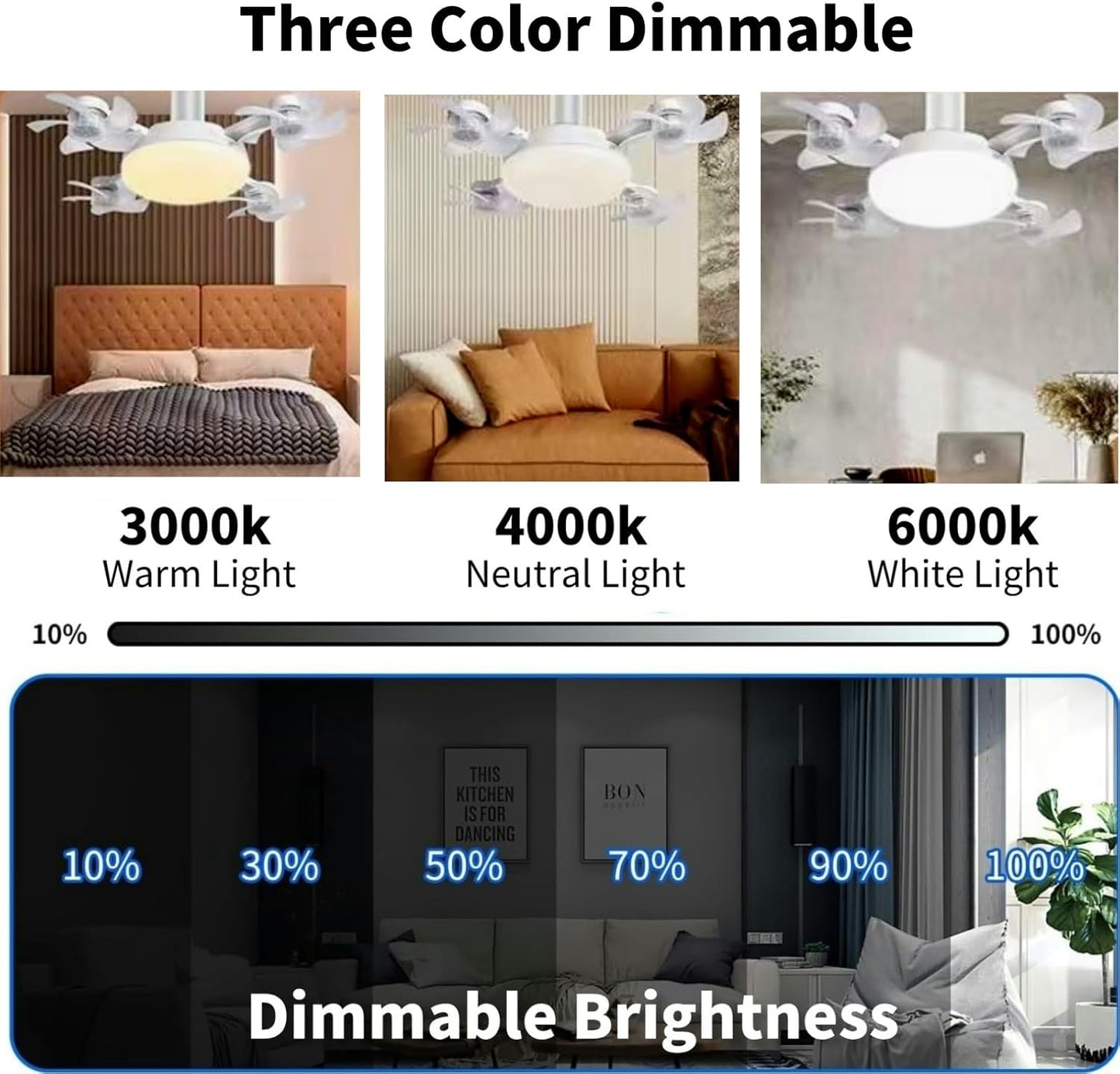 Silent Foldable E27 Fan Light
