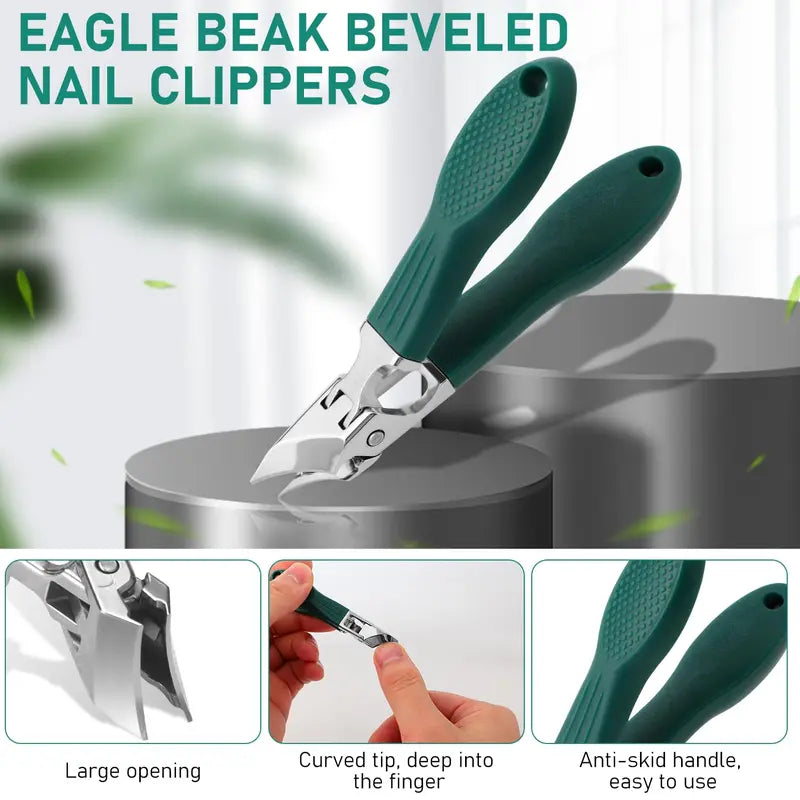 🦅 Eagle Beak Nail Clipper for Thick & Ingrown Nails – ✂️ Anti-Splash Design, Wide Jaw, Long Handle for Seniors – Stainless Steel Precision Blade